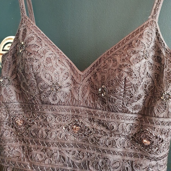 Sue Wong Chocolate Brown evening dress with lace, sequins and beads Size 4 - Picture 3 of 6